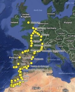 Map of 8 month motorhome tour