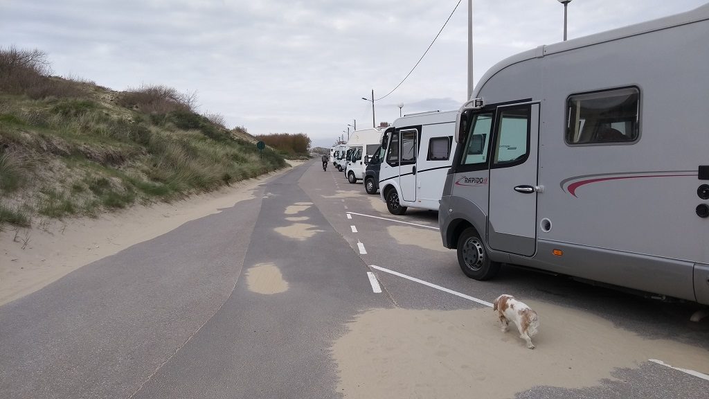 The free motorhome aire at Stella Place, about 90 mins south of Calais