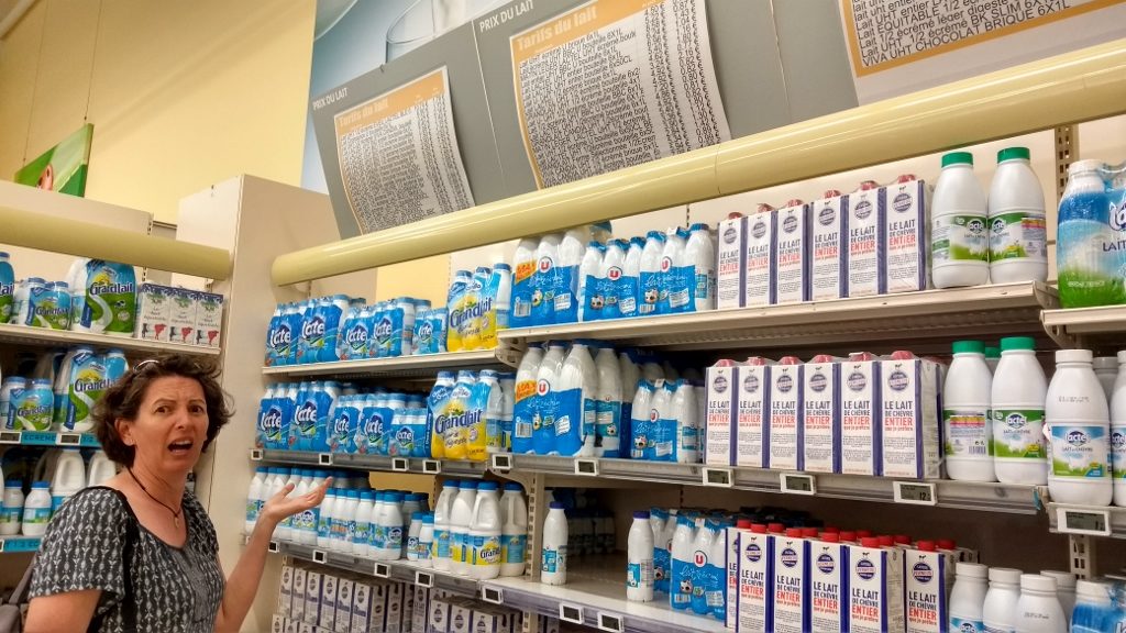 Those signs above the milk show you the prices. All 800 of them.