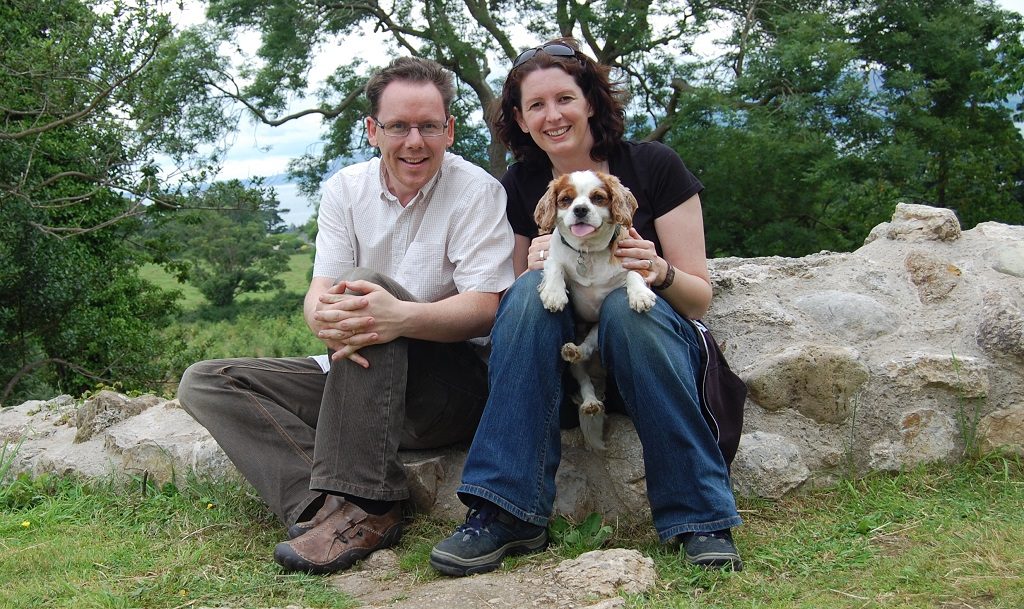 Ju and I on a walk with Charlie in 2010