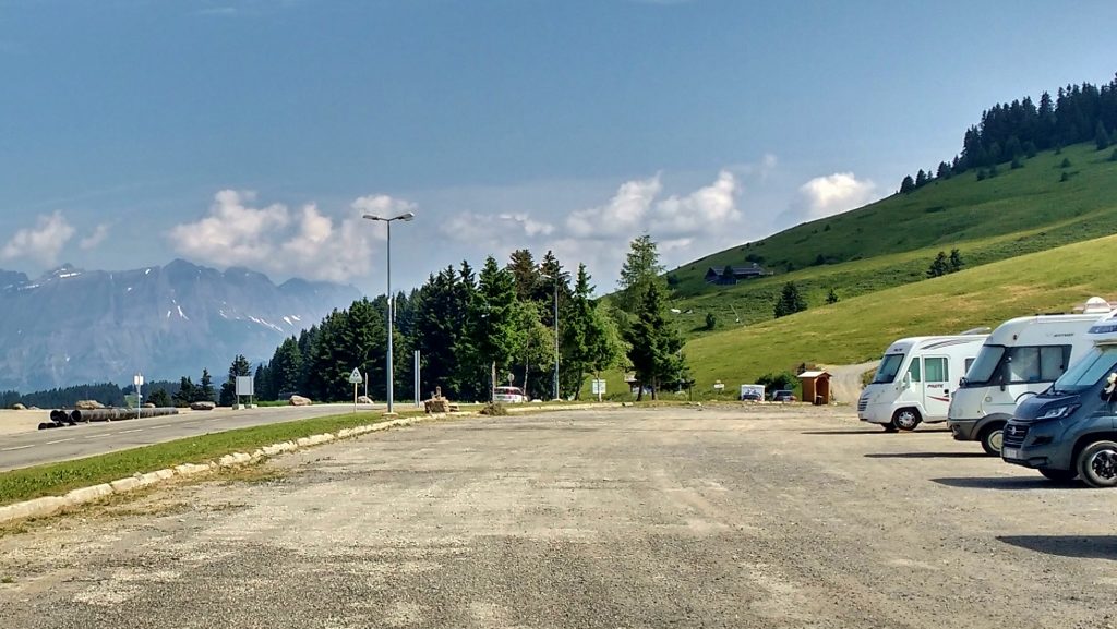 Motorhome parking in Les Saisies on Route des Grandes Alpes