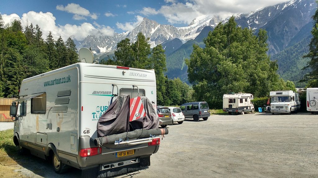 Free motorhome parking at Les Houches, near Chamonix