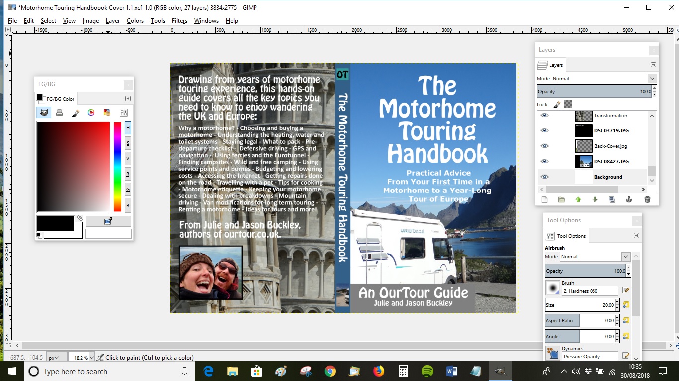 The draft cover of next book - The Motorhome Touring handbook