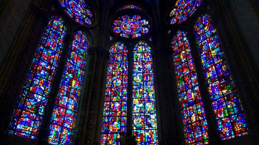 Modern stained glass windows to replace those blown out in the bombings