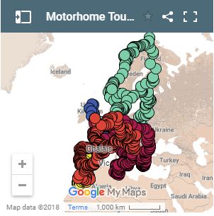 OurTour Motorhome Overnight Stops Map