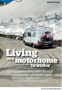 Motorhome Winter Touring Article Page One