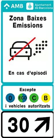 Spain Barcelona emergency low emission zone sign