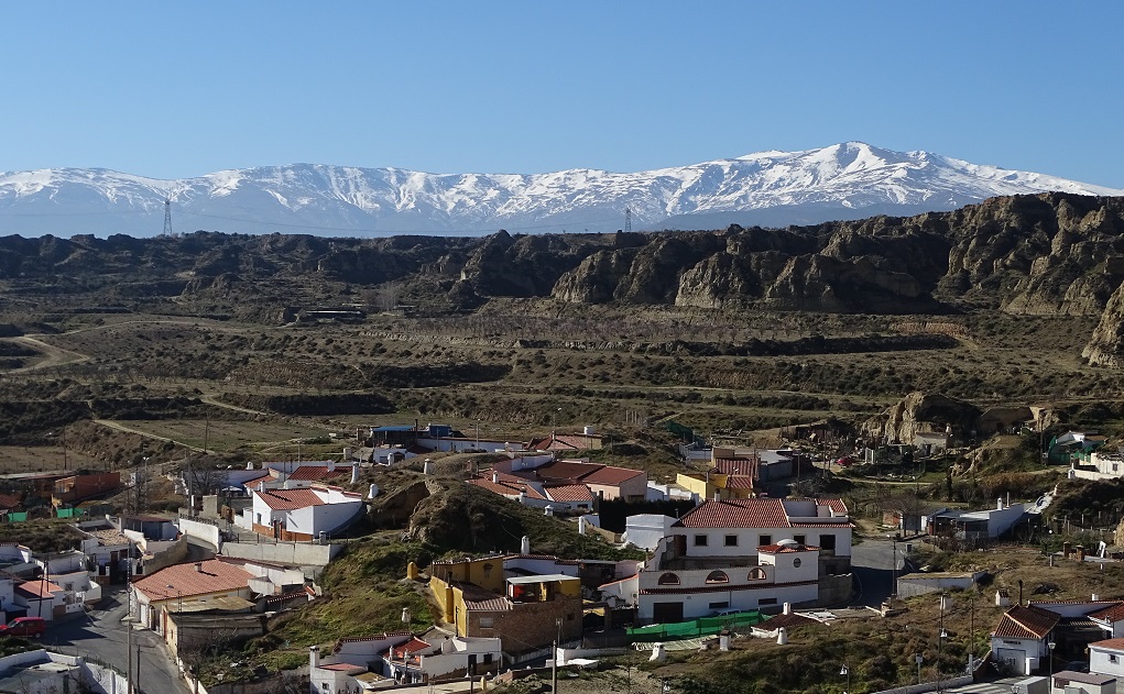 The Sierra Nevada backdrop to the Guadix cave neighbourhood