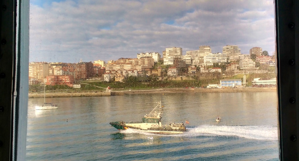 View of Santander from window of Brittany Ferries Economie Ferry
