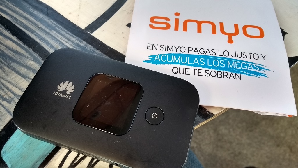 Our new Spanish SIM card and the MiFi we're using it in