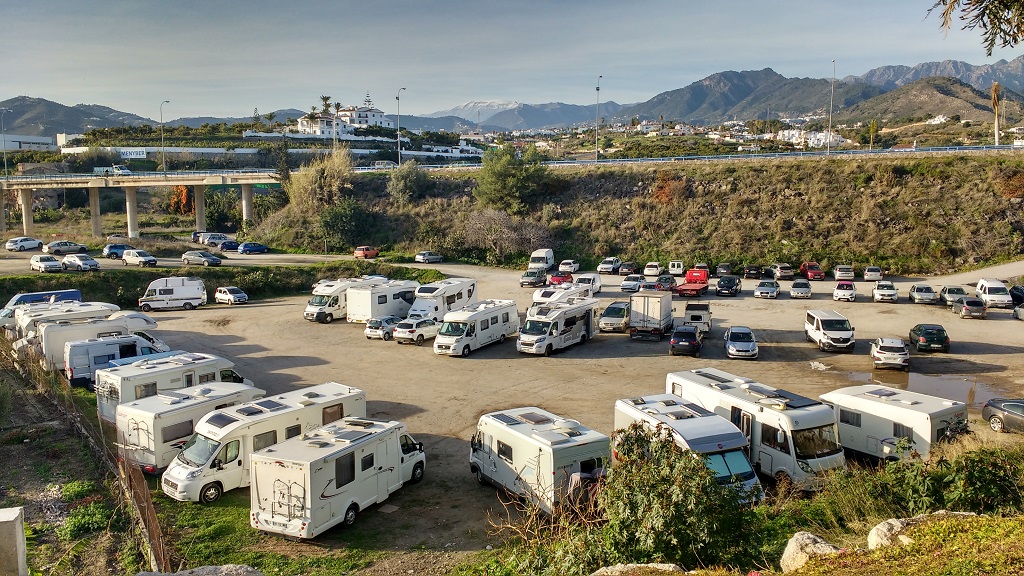 Motorhomes free parking camping car park Nerja Costa Del Sol Andalusia