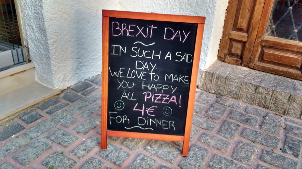 brexit day restaurant sign Nerja