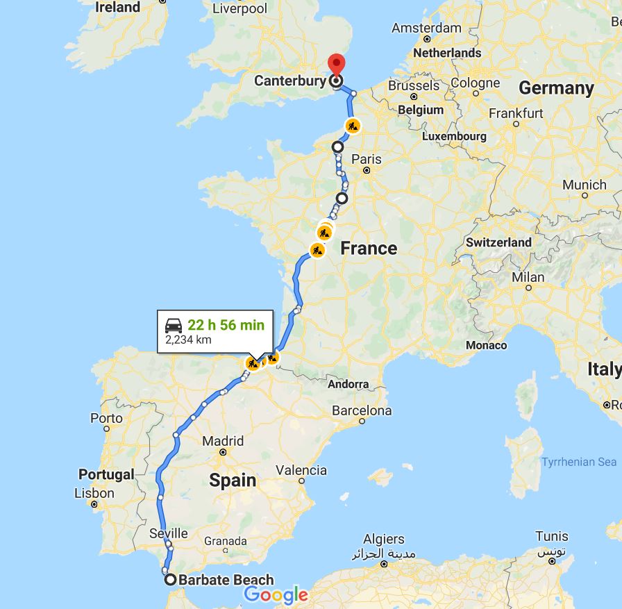 Our four-day route home from Spain in March 2020