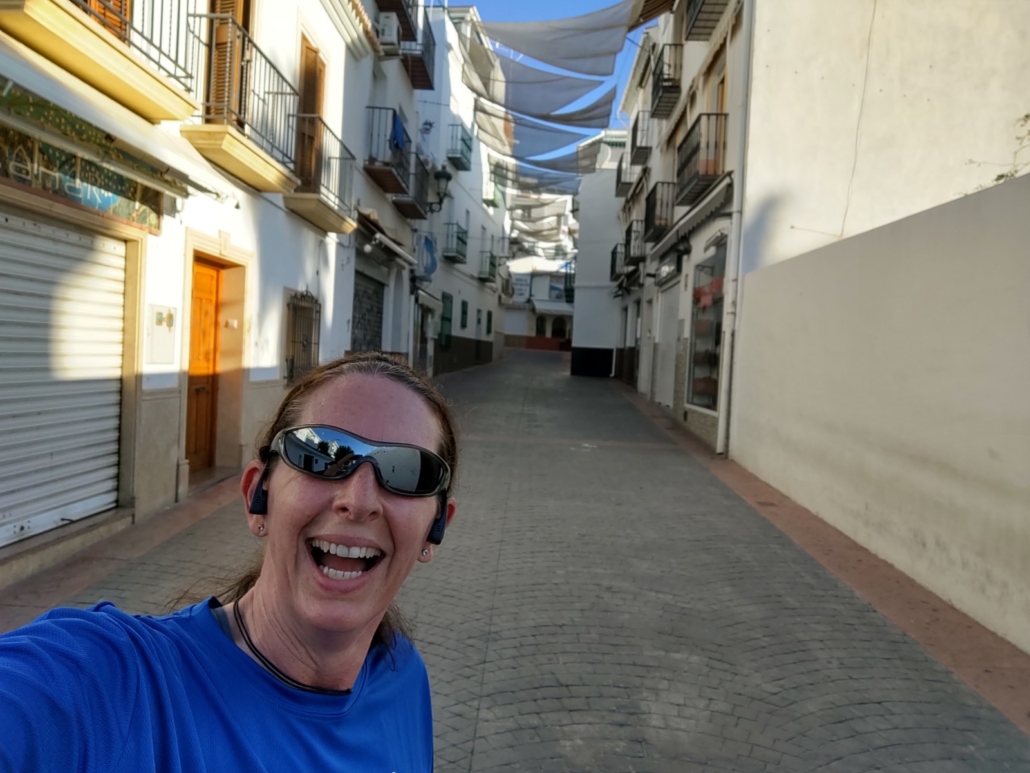 Ju's morning runs through Nerja before the shops open.