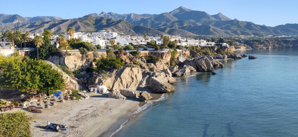 Pure blue seas and skies in October in Nerja, Costa Del Sol