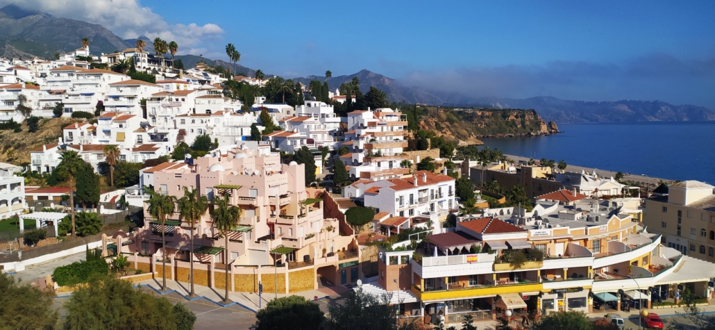 The apartment complexes above Playa Burriana, Nerja