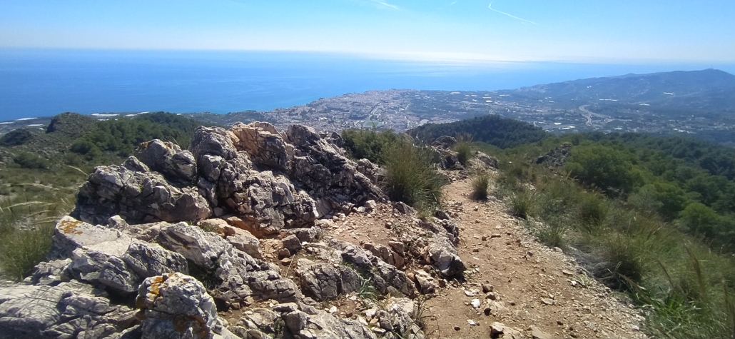 Looking down on Nerja and the Med sea from a ridge path