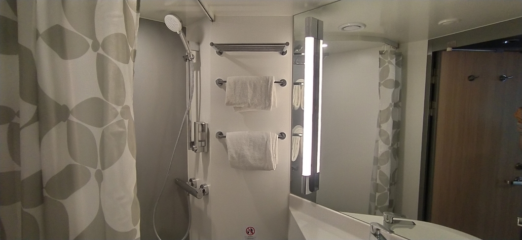 The cabin shower rooms on the Brittany Ferries Galicia