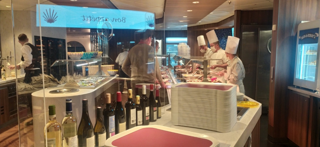 The restaurant serving area on the Brittany Ferries Galicia