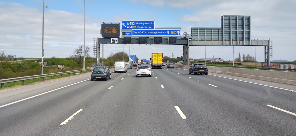 The roads were pretty quiet on the way north. Motorway signs read 'Minimise Travel'