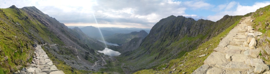 An upper section of the Pyg Path, with Snowdon Summit ahead