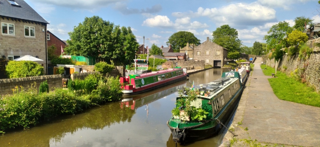 Narrowboats at Marple Junction Canal Maccelsfield Peak Forest