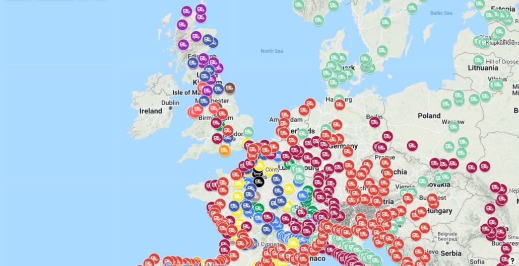 map of motorhome stop over places from ourtour