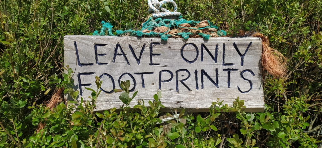 Sign in the dunes at Hillend Campsite, Gower