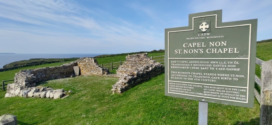 The ruins of St Non's Capel, the traditional birthplace of St David