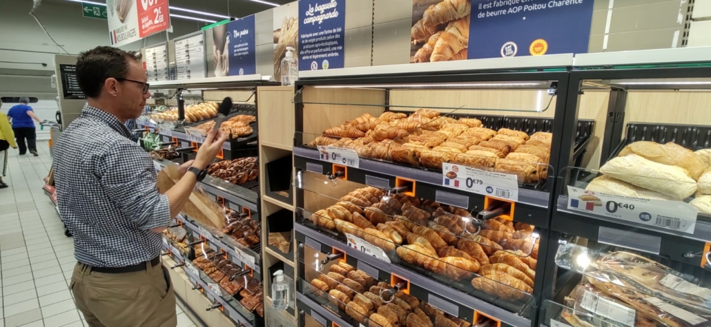 pastry shopping in french supermarket