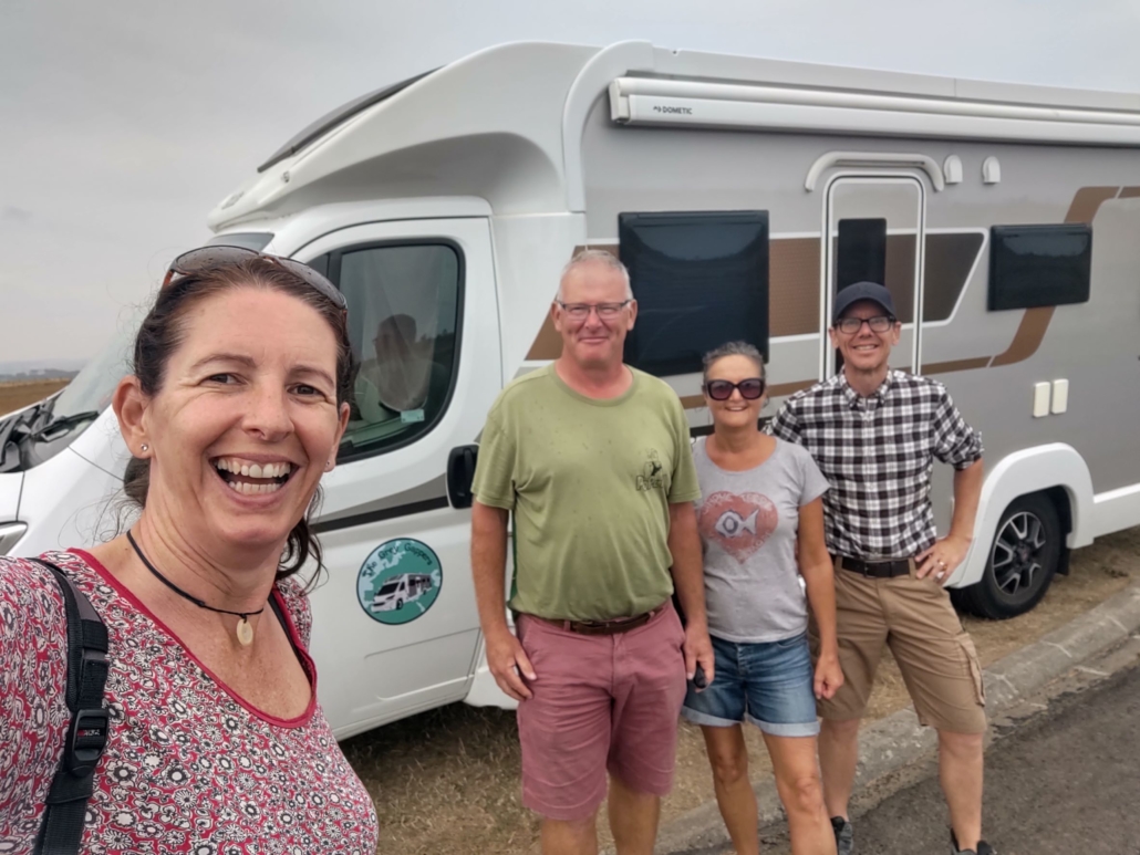 Meeting up with David & Karen (the Grey Gappers motorhome bloggers), August 2022. David walked the Camino de Santiago later in the summer