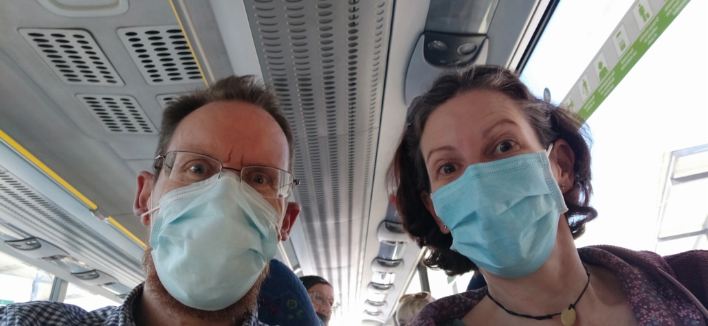Facemasks on bus in Spain