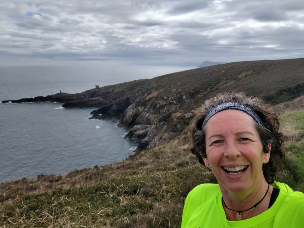Ju out running on the Welsh coast path