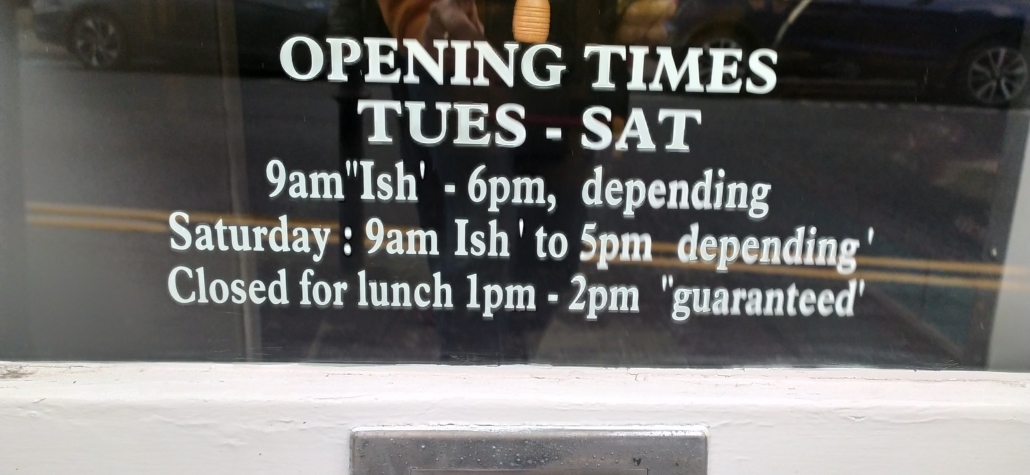 Variable opening times at the butchers in Kilkenny