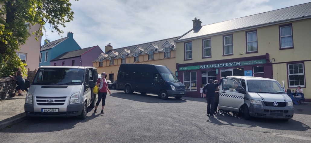 The parkrun mini-buses waiting to take us back across Bere Island to the 11am ferry