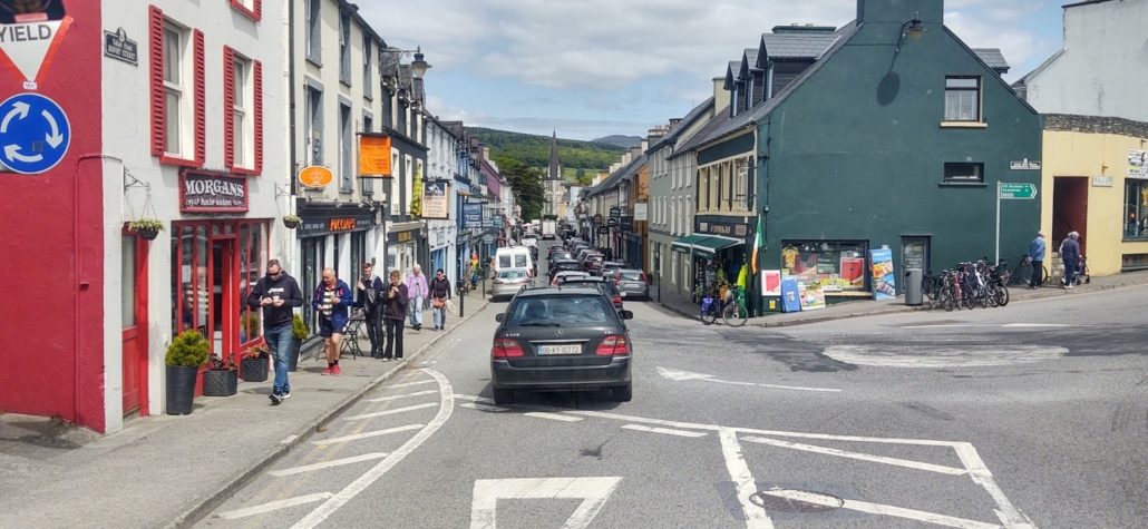Colourful Kenmare, packed with independant shops, plus a Lidl, ALDI and SuperValu 1km from the centre