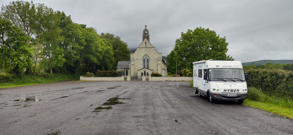 Free parking by a church before heading to the Gap of Dunloe