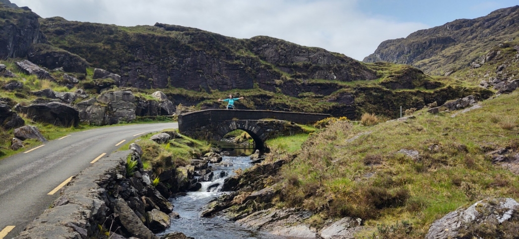 Small stone bridge over river gap of dunloe ireland