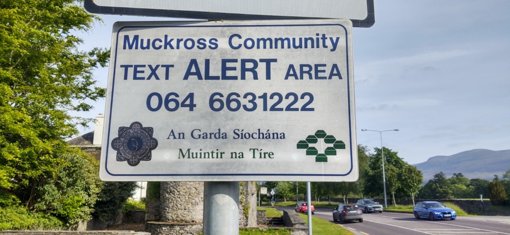 text alert area sign, Muckross Ireland