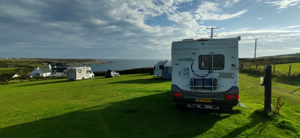 Motorhome at Ty Mawr Farm Campsite in Anglesey