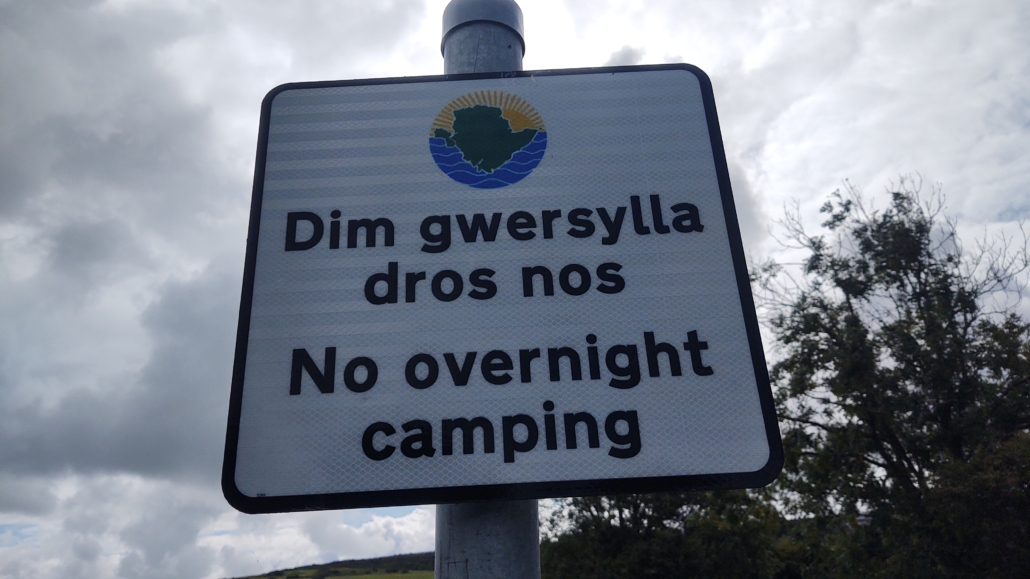 No Overnight Camping and Parking signs are everywhere in Anglesey