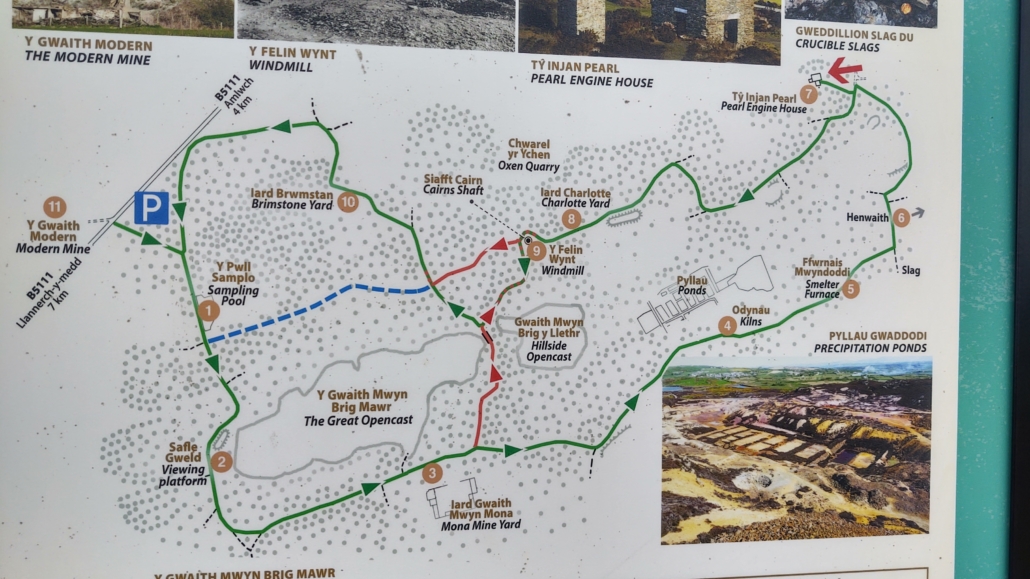 Map of coppermine trail Parys Mountain, Copper Mountain, Anglesey