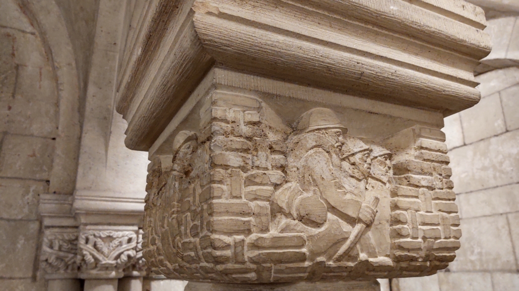 Battle of Verdun carvings in Verdun Cathedral rypt