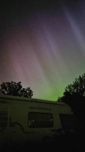 Northern lights over motorhome Trier Germany