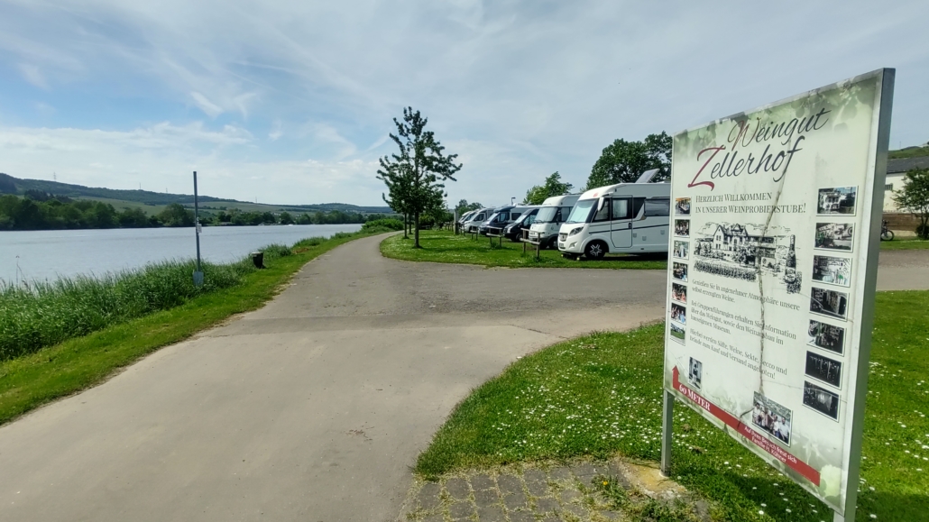 Zellerhof Motorhome Parking at Mehring, Moselle. 