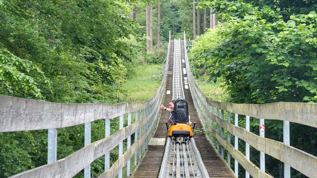 Big bearded kid alert! Me heading up the hillside on the rodenbahn.