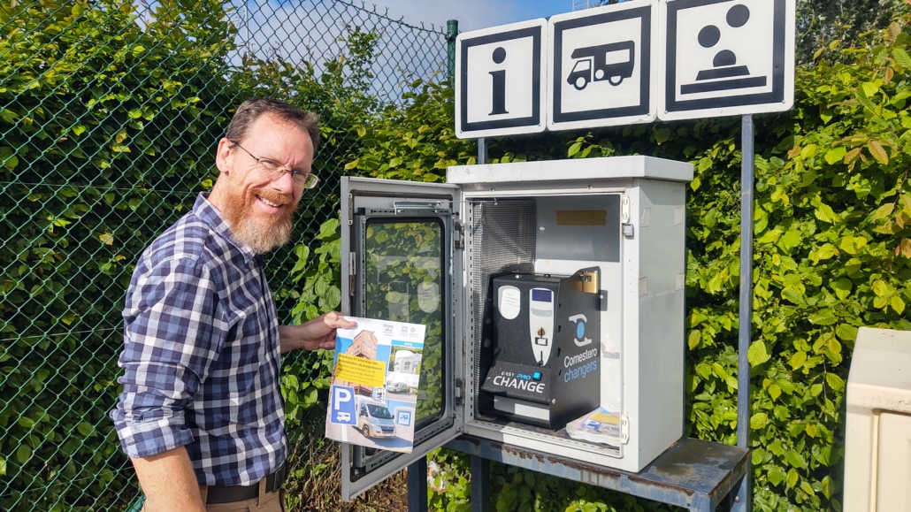 Blegny Mine. There's a machine to buy tokens for the electricity and free guides to the services and local area for motorhomes 