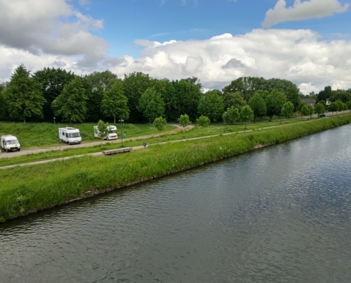 Motorhome parking at Rekem, Belgium