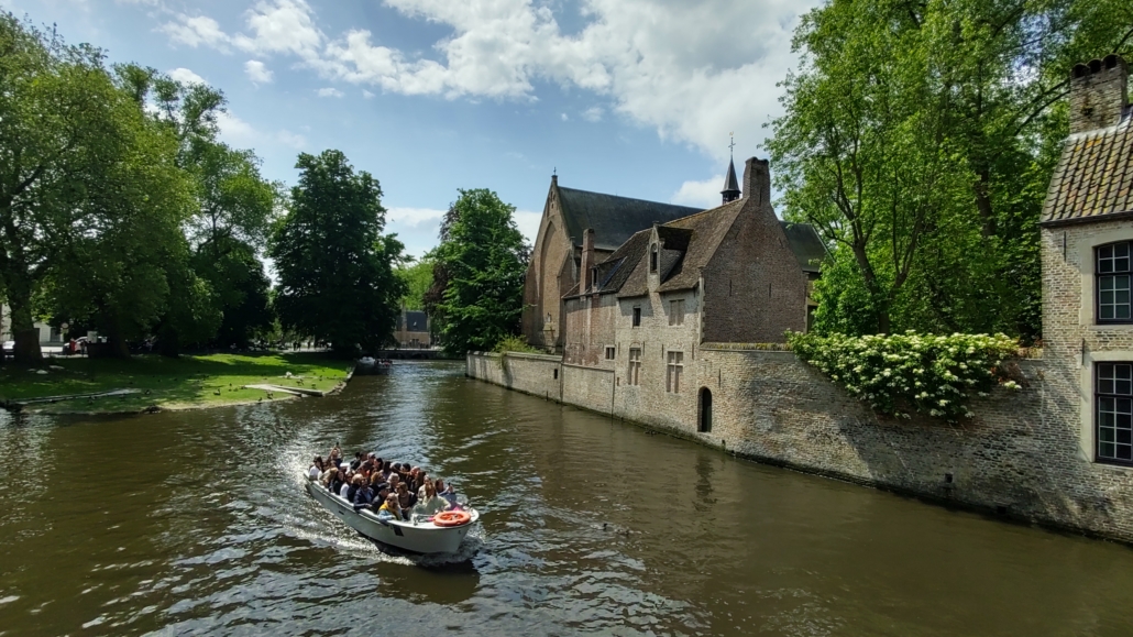 Boat on canal in Bruges, Belgium