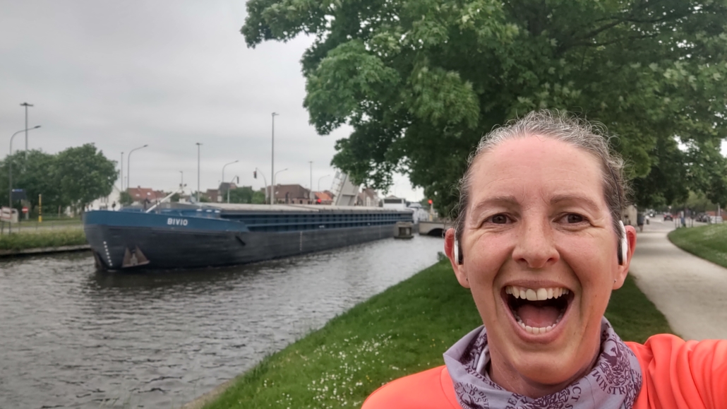 canal barge in bruge belgium